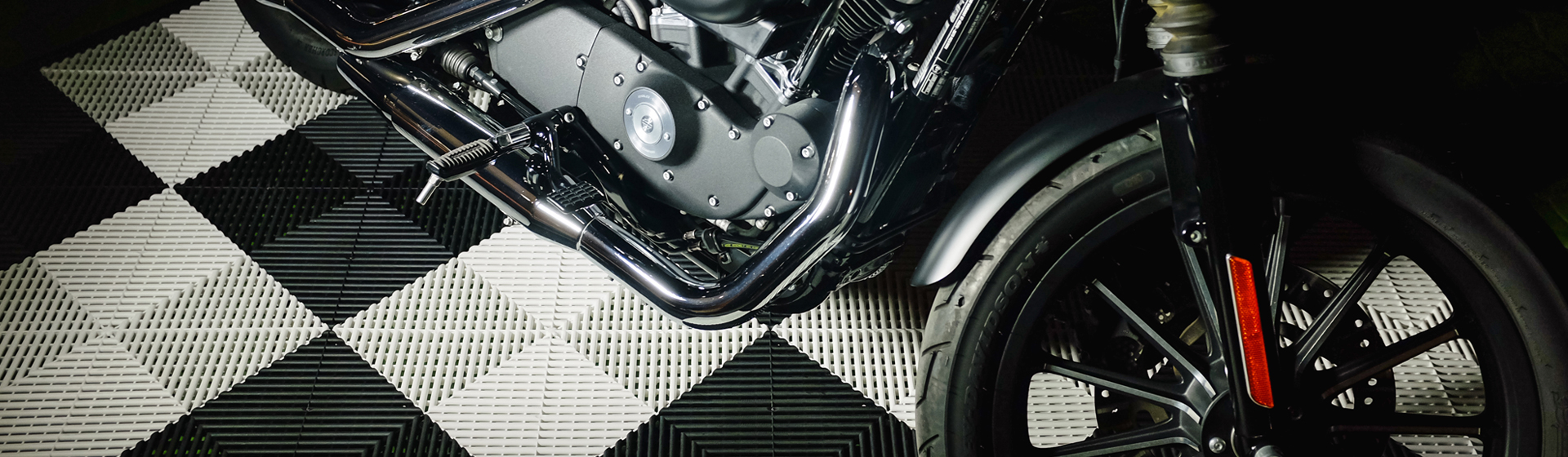 Swisstrax Motorcycle Garage Floor Mat In Ribtrax Pro Tiles