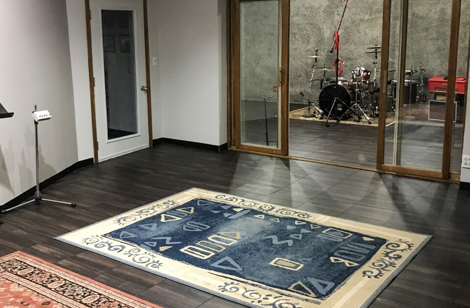 Vinyltrax tiles installed in a finished basement