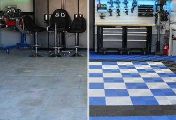 Before and After Installing Swisstrax Floor Tiles