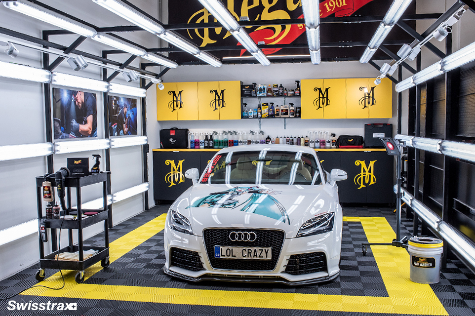 Meguiars' detail shop booth installed with Ribtrax Pro tiles