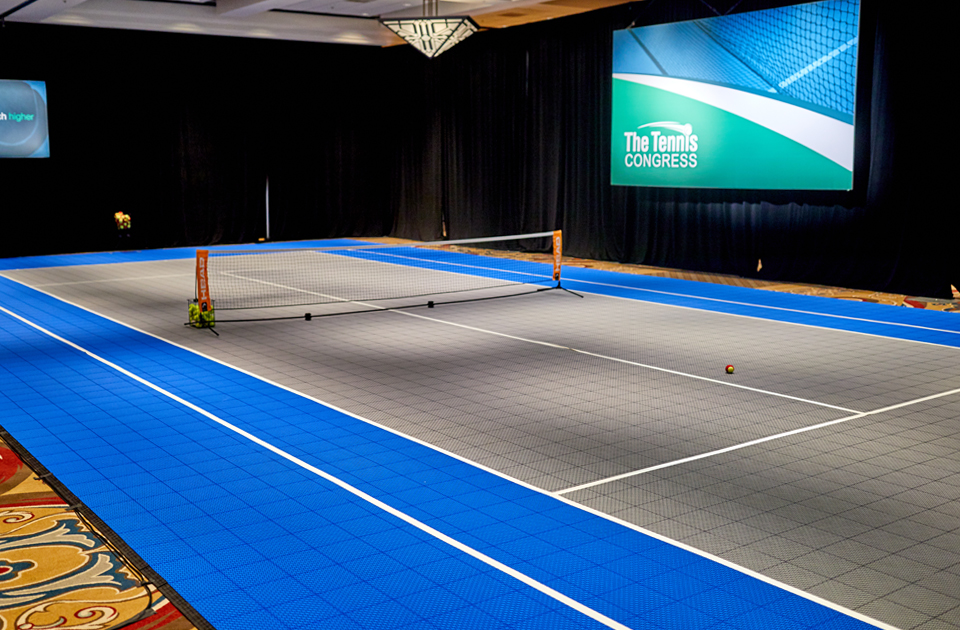 Portable Mini Tennis Court in Ballroom