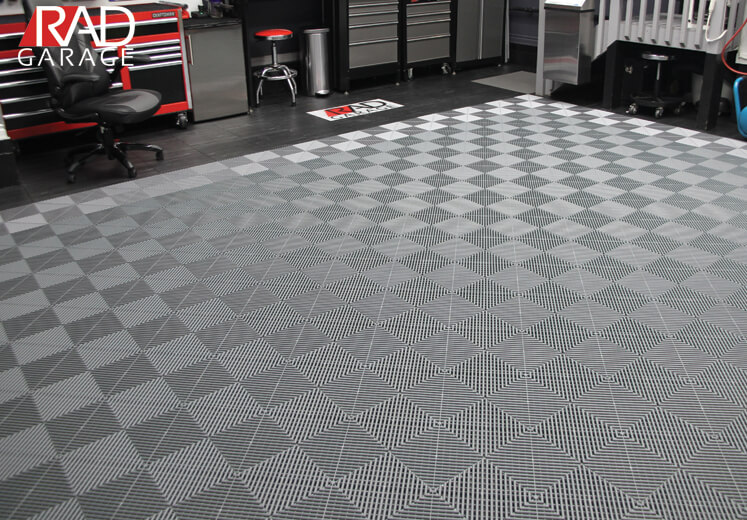Photo of Rad Garage Floor with Swisstrax Tiles