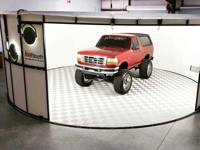360 Booth installed with Swisstrax interlocking floor tiles