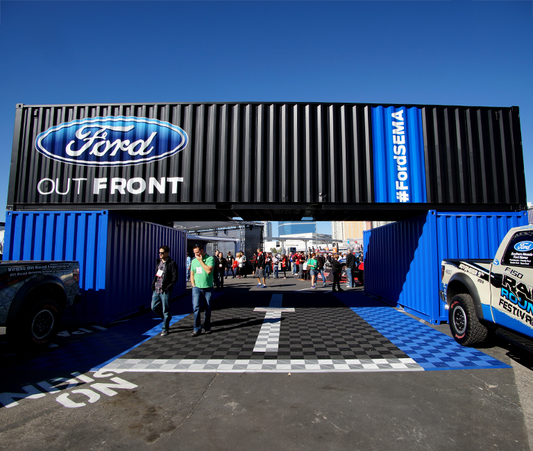 Swisstrax tiles at outdoor auto event