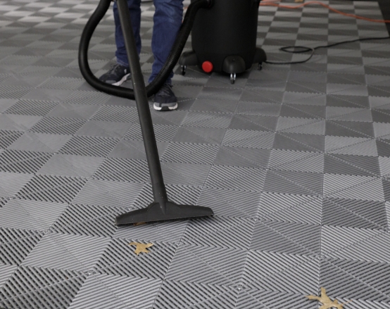 Vacuuming Swisstrax Floor