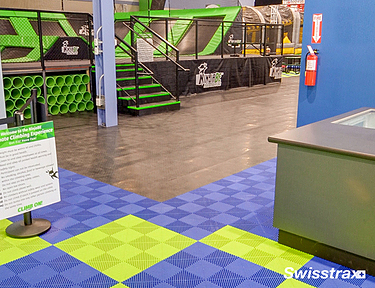 Ribtrax Pro tiles installed at an indoor trampoline park