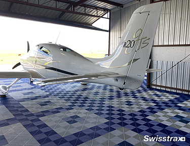 Hangar flooring using blue and gray Ribtrax Pro Tiles
