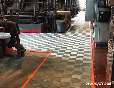 Ribtrax Pro interlocking floor tiles installed in a factory