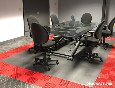 Office conference room installed with Swisstrax floor tiles