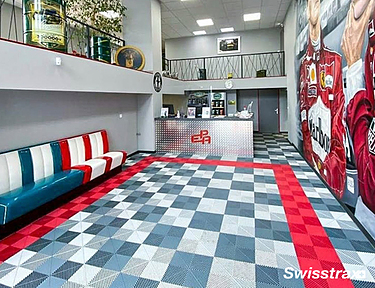 Office lobby installed with Swisstrax interlocking floor tiles