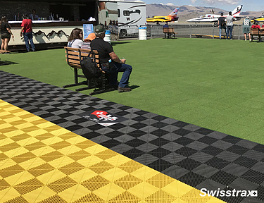 Swisstrax interlocking floor tiles used for flooring at an airshow