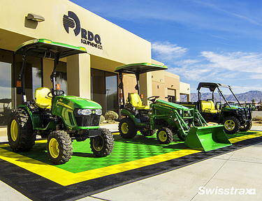 John Deer themed flooring installed with floor tiles by Swisstrax