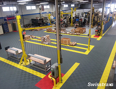 Swisstrax floor tiles installed in a warehouse