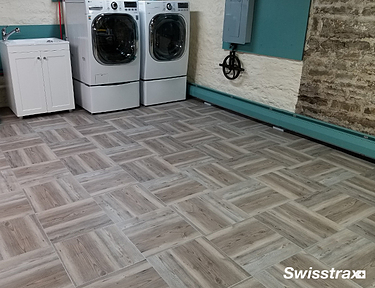 Laundry room installed with Vinyltrax Pro tiles