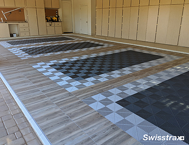 4 car garage with Ribtrax Pro and Vinyltrax Pro tiles installed for the flooring