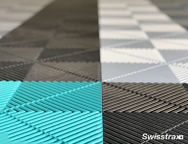 Closeup of Ribtrax Pro tiles from Swisstrax