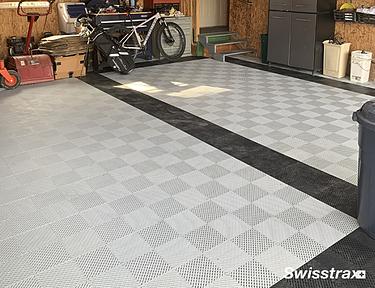 Gray and black garage flooring using Swisstrax tiles