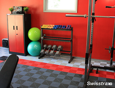 Garage gym with Ribtrax Pro tiles installed