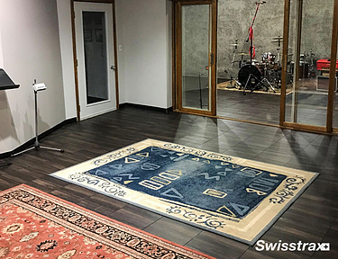 Man cave studio with Vinyltrax Pro flooring installed