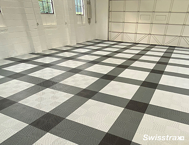 Checkered Garage Floor with Grid Lines